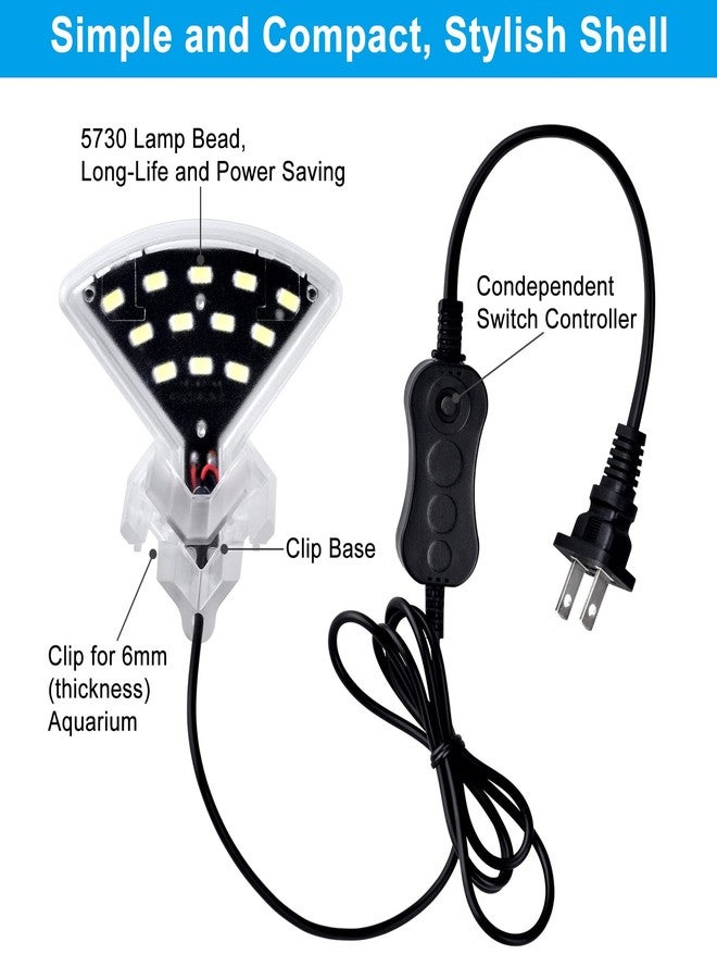 WEAVERBIRD Aquarium Light M3 Fan Shape Fish Tank LED Light 5W 12 LED Planted Clip Lamp for 4-10Inch 6mm Thick Fish Tanks - Image 4